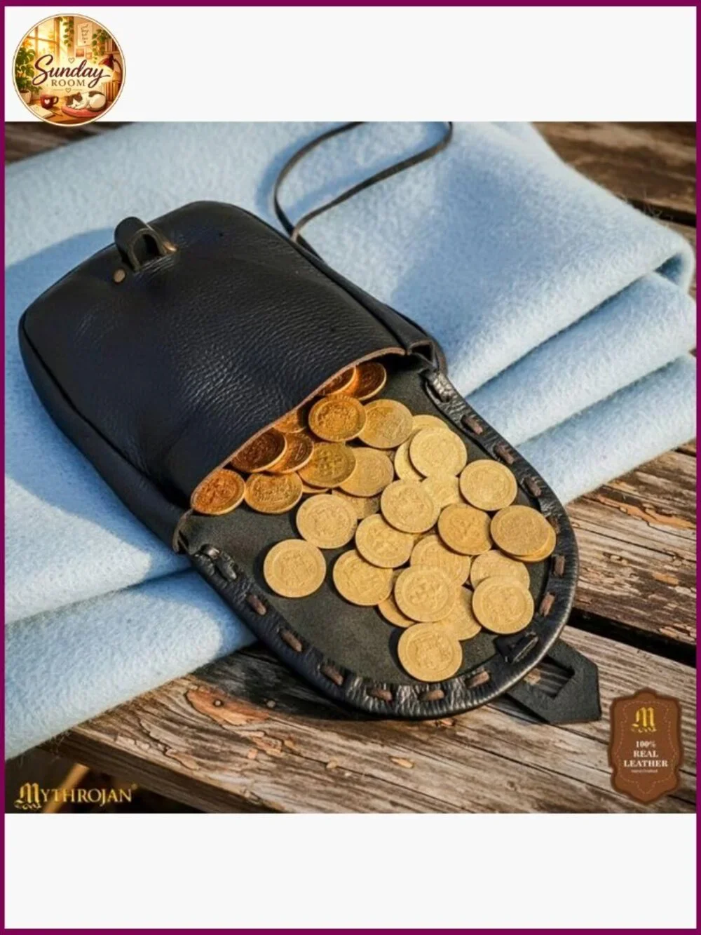 Genuine Leather Medieval Belt Pouch LARP Costume Accessory